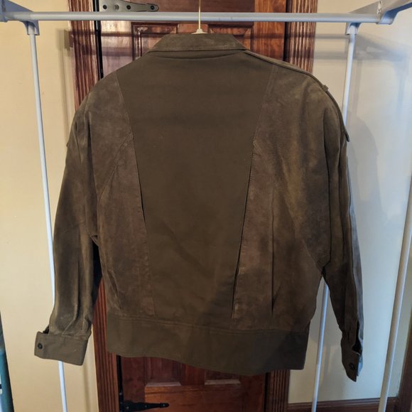 Vintage 80's-90's Khaki Green Suede Suit - Picture 2 of 8